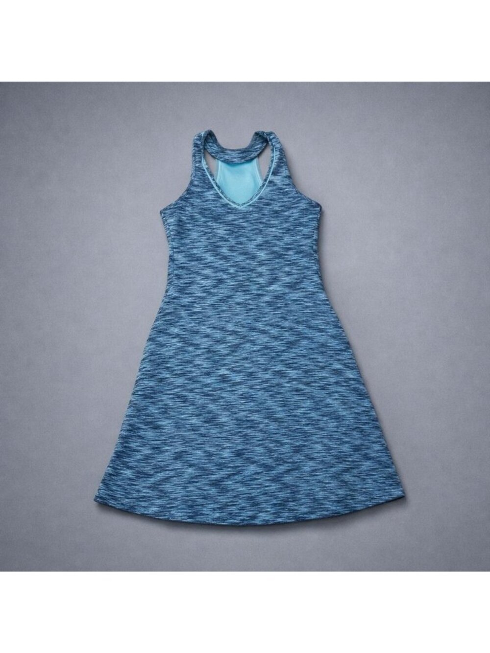 MGP Small Blue Heather Racerback Athletic Dress w/ V‑Neck & Soft‎ Stretch Fabric